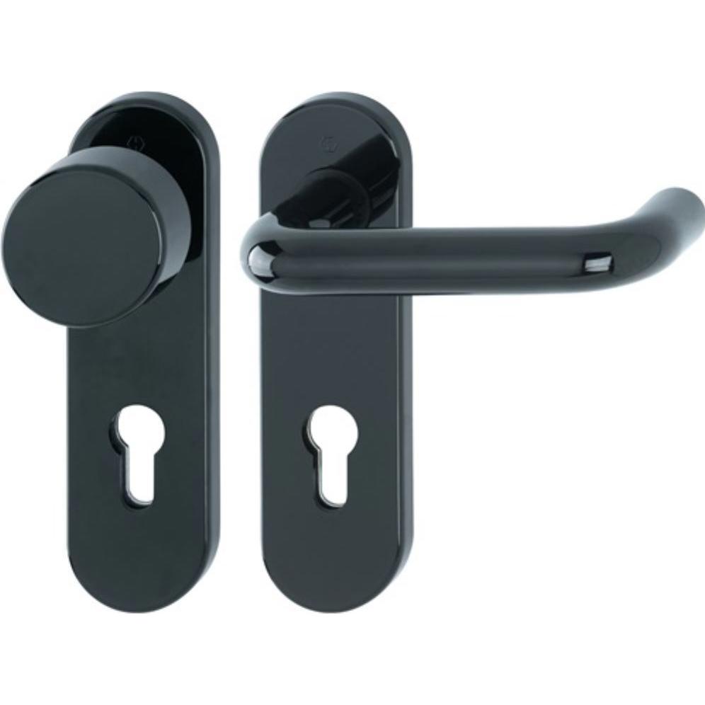 Hoppe, Türgriff + Fenstergriff, Feuerschutzgarnitur Paris FS-K58/353K/138 Kunststoff F9005 D/K für Türstärke 40-66 mm PZ...