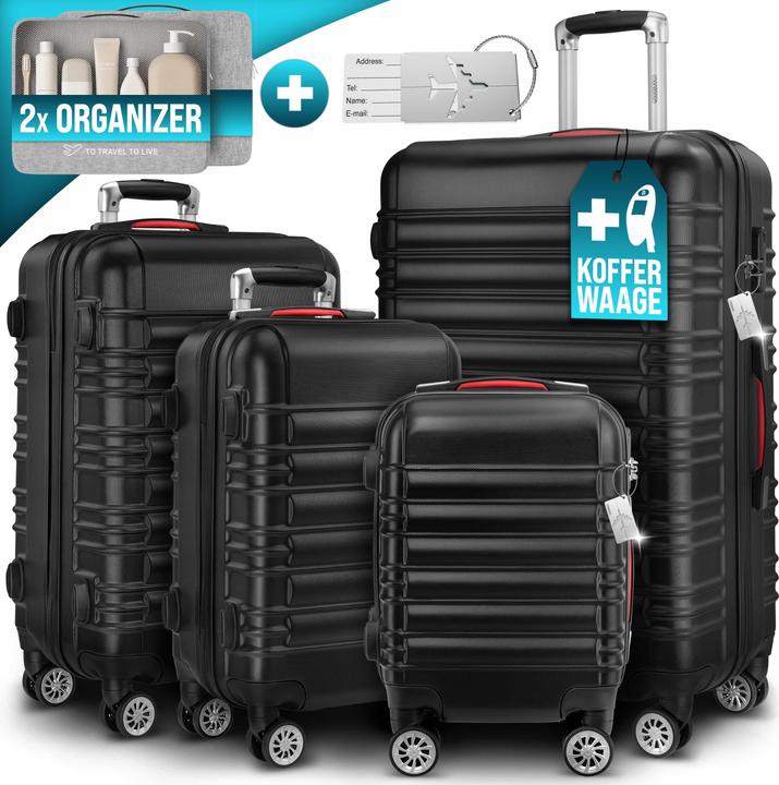 Monzana Hartschalenkoffer mit Zubehör 4er Set (M (50 - 90l))