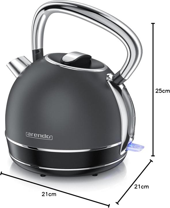 Produktbild Arendo Wasserkocher Retro Edelstahl Cool Grey (1.70 l)