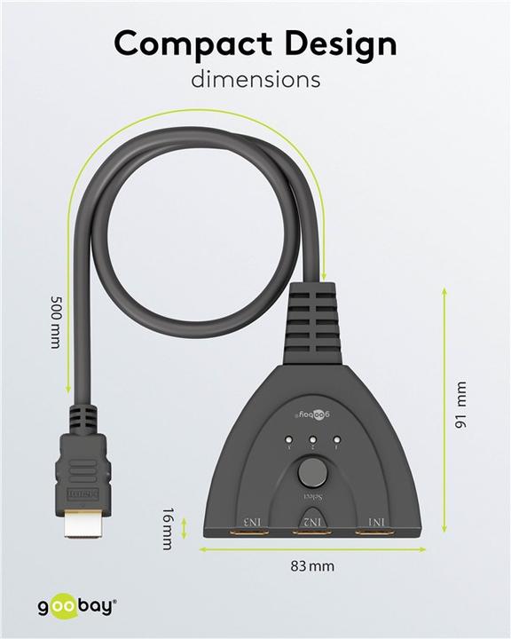 Actual product image Goobay HDMI Switch Box 3 to 1 4K @ 30 Hz