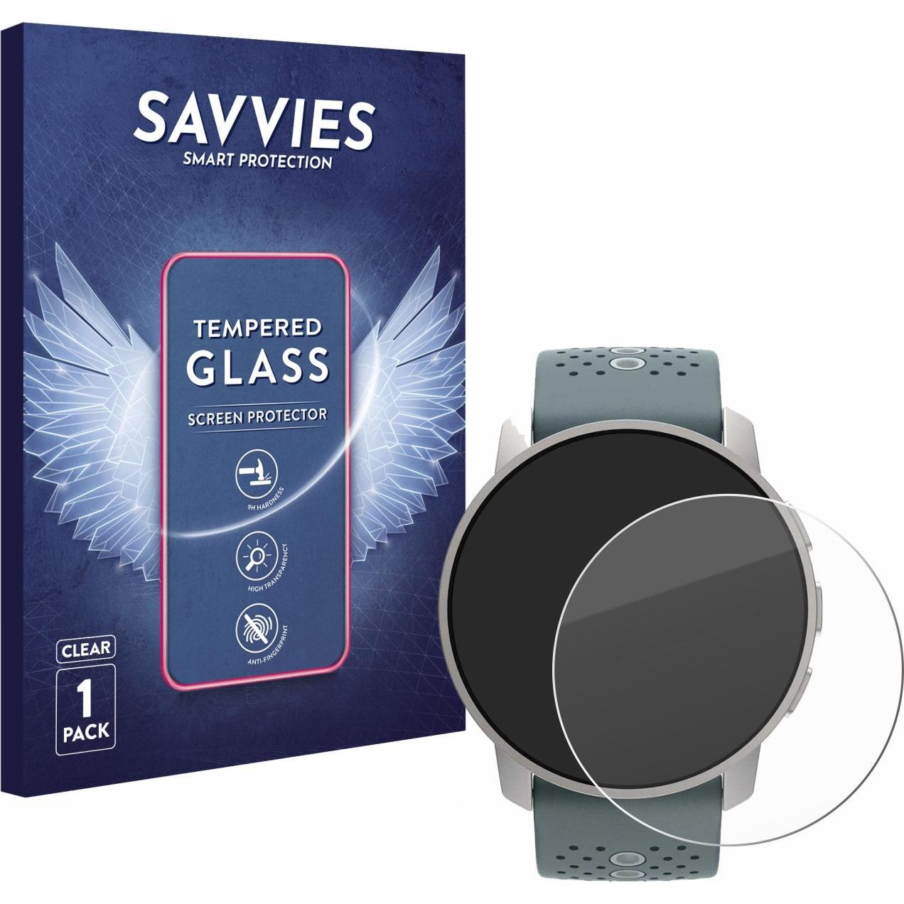 Savvies Panzerglas Hartglas Displayschutz, Smartwatch Schutzfolie, Transparent