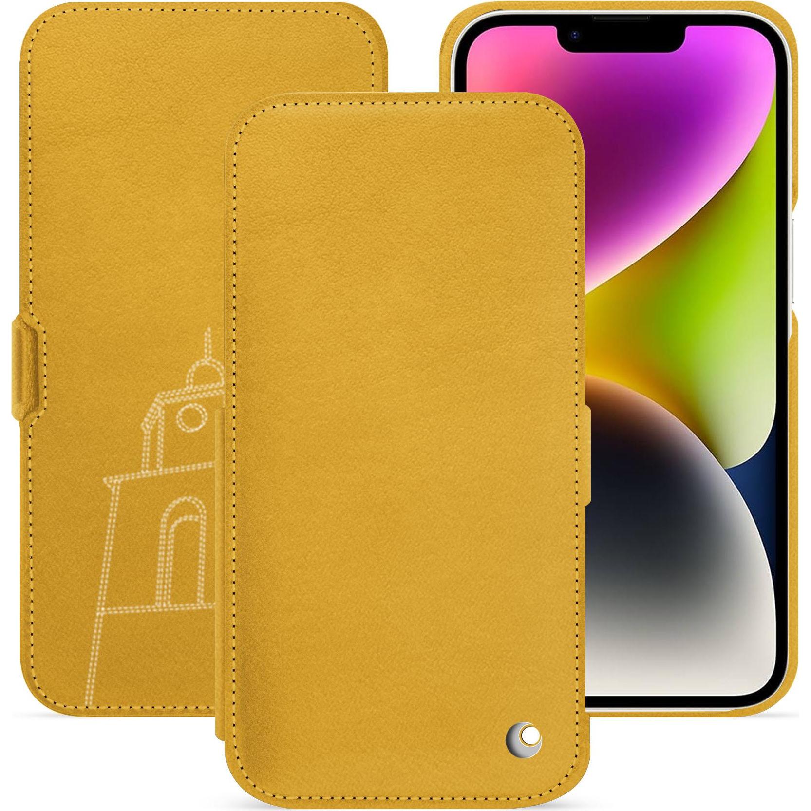 Thumbnail - Noreve Lederschutzhülle horizontal (Apple iPhone 15 Plus), Smartphone Hülle, Orange