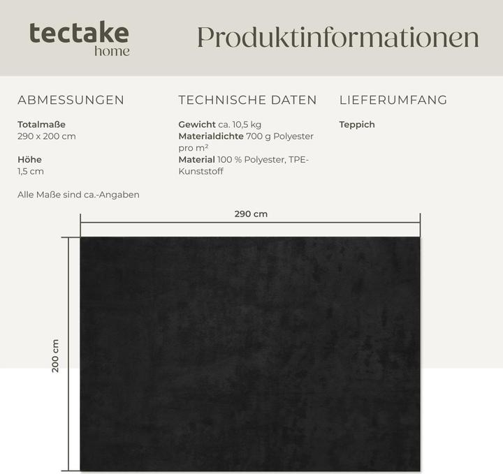 Produktbild tectake Kurzflorteppich Soft Zone (200 x 290 cm)