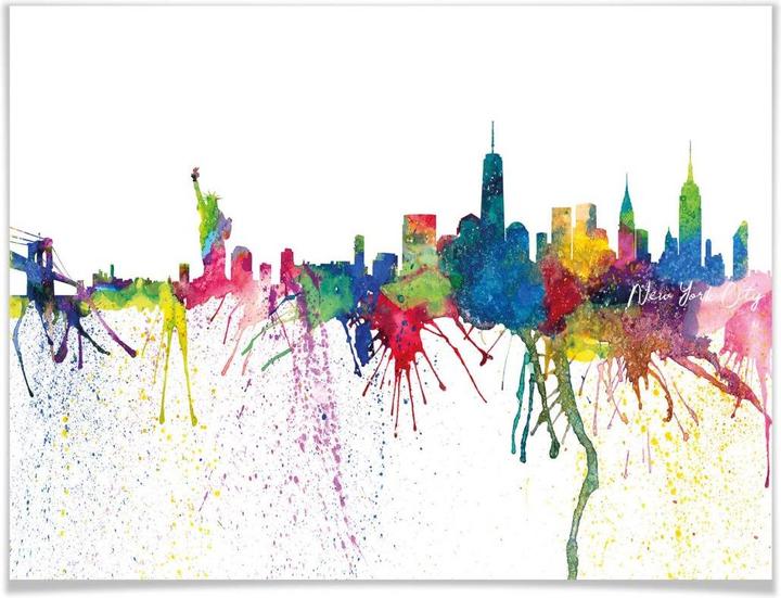 Image du produit Trenddeko Bleichner - New York City Aquarelle Skyline (80 x 100 cm)