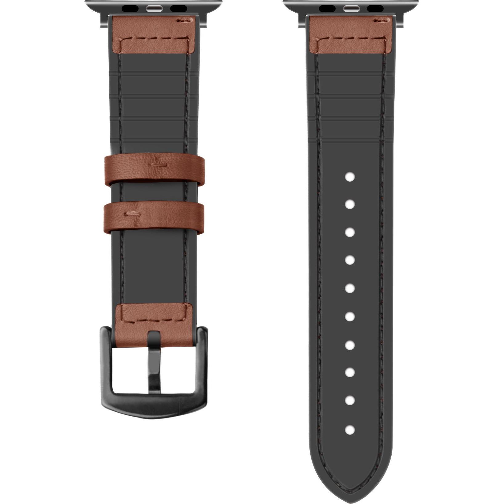 Strap-it Armband (Leder und Silikon, Apple Watch), Uhrenarmband, Braun