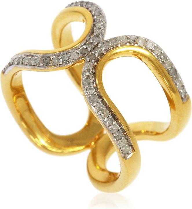 Produktbild Xen Ring mit 54 weissen Diamanten ca. 0,26 ct. gelbvergoldet (58, 925 Silber)