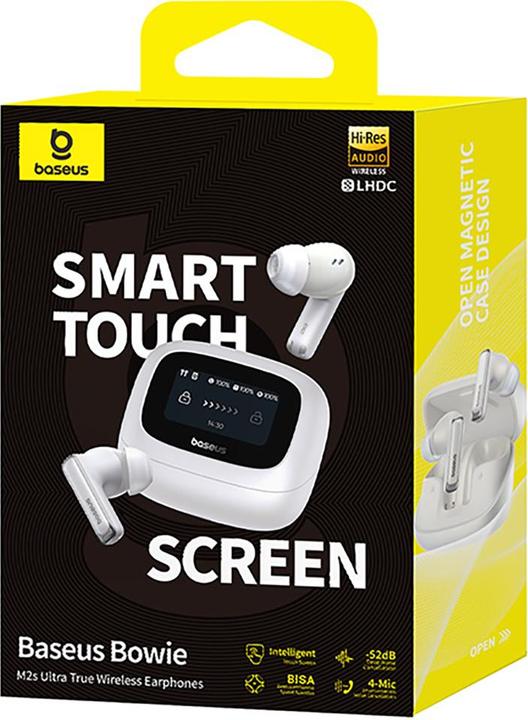 Actual product image Baseus Bowie M2s Ultra Moon White (ANC, 30 h, Wireless)