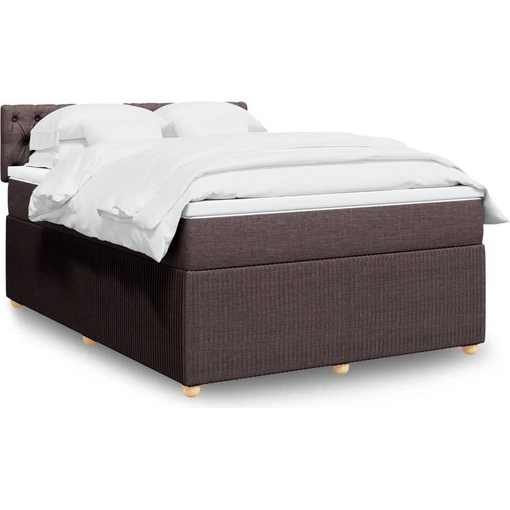 VidaXL, Bett, Boxspringbett Polsterbett Bett mit Matratze Dunkelbraun 140x200cm Stoff (140 x 200 cm)