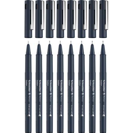 Thumbnail - Schneider, Schreibstifte, Pictus Fineliner-Set schwarz 8 St. (Black, 8 x)