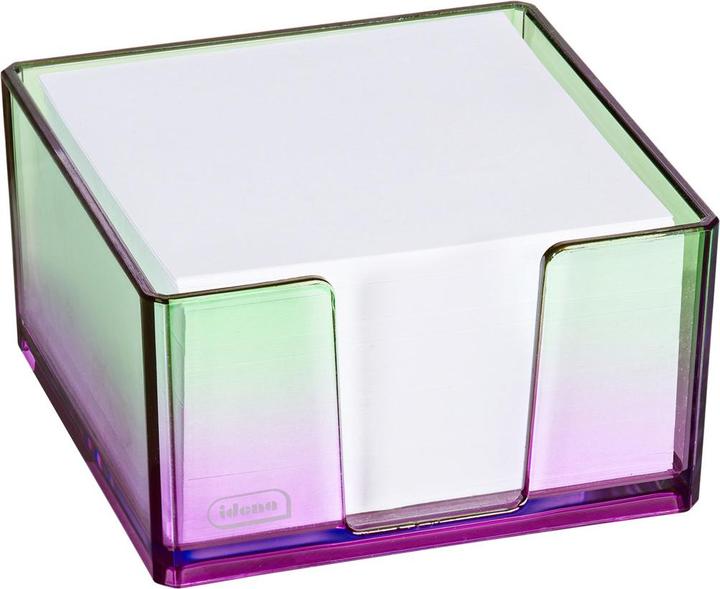 Actual product image Idena Zettelbox Bicolor Acryl 450 Blatt 80g/m² pink/grün 103x103x57mm (103 x 103 mm)