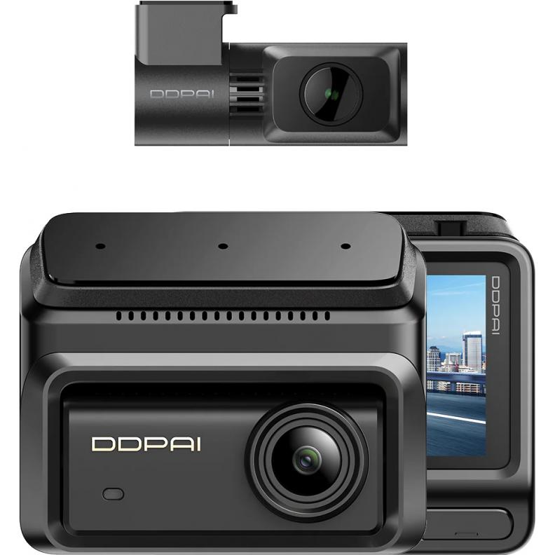 DDpai Dash + Rear Camera Z90 Dual, 4K, 64Gb, Wi-Fi, GPS, 3inch LCD, Black (Display integrato, Microfono incorporato, Ricevitore GPS, 4K), Dashcam, Ner