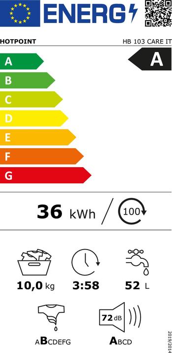 Energie-Label Hotpoint HB 103 CARE IT (10 kg, Links)