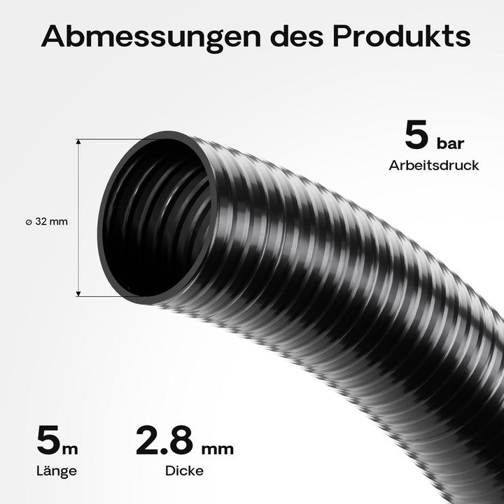 Produktbild Wiltec Luisiana OM/I 5m flexibler Teichschlauch Ø32mm 460g/m Pumpenschlauch
