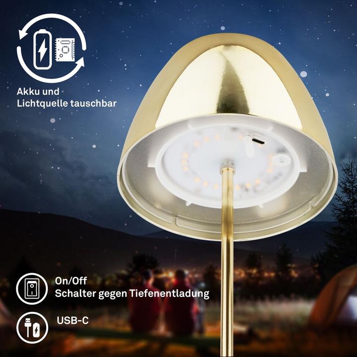 Image du produit Briloner Lampe de table LED rechargeable, IP44, 2,5W, or brillant (200 lm)