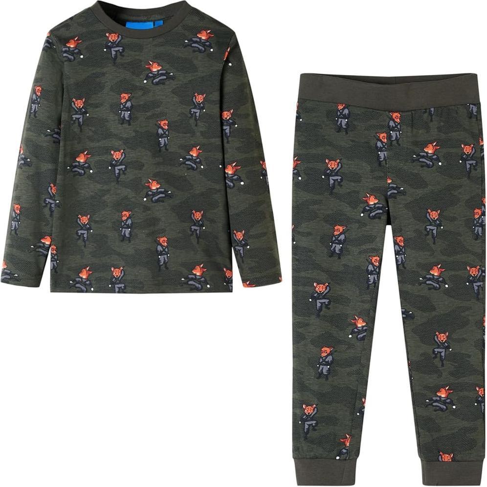 VidaXL, Jungen, Pyjama, Kinderpyjama mit Langen Ärmeln Khaki 128,Material: 100, Grün, (128)