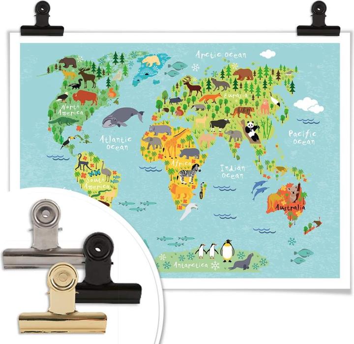 Actual product image Trenddeko Animal children world map (50 x 40 cm)