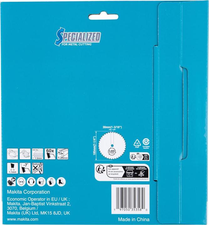 Productafbeelding Makita E-23357 HM Metallsägeblatt 185x30x60Z