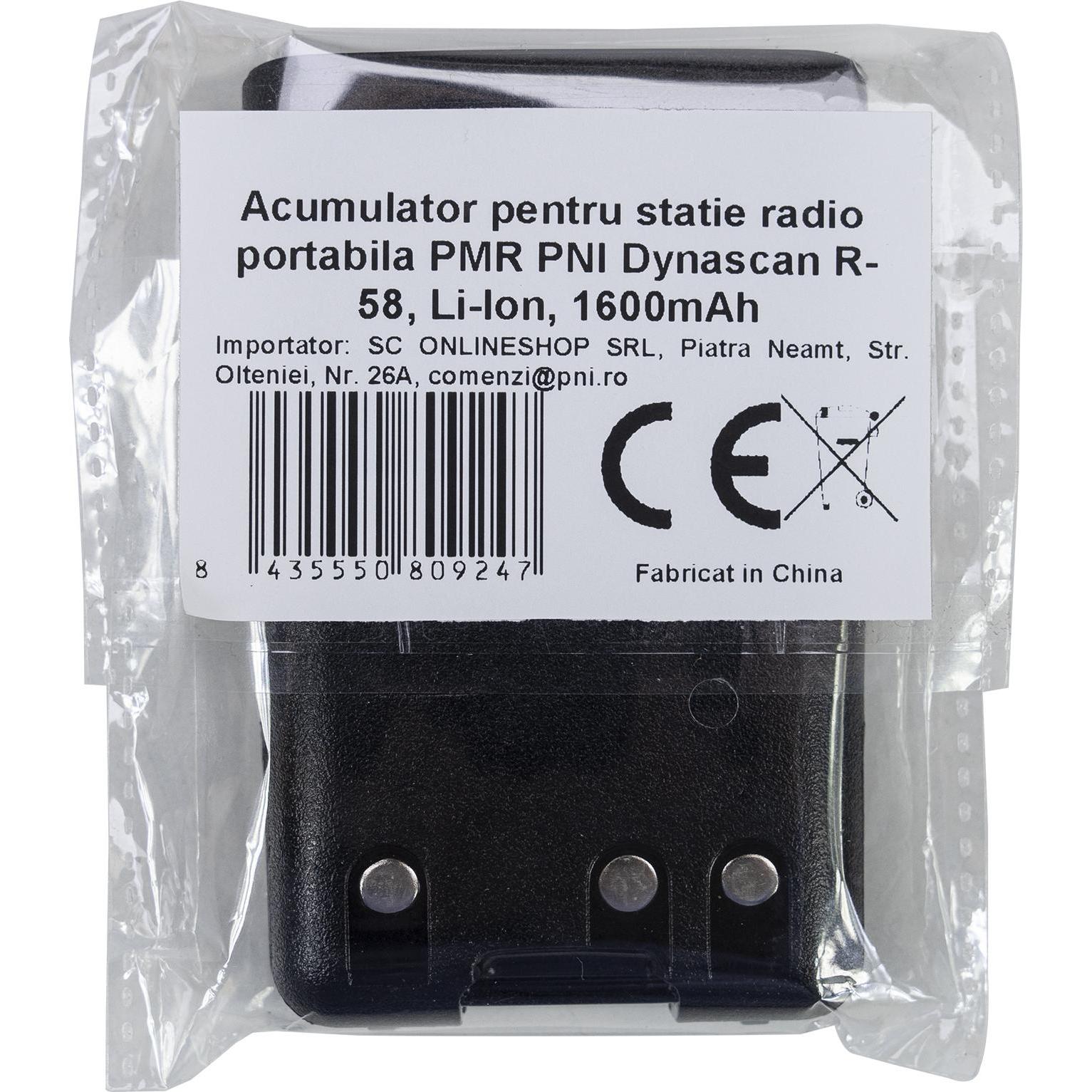 Dynascan Akku für tragbares Radio PMR PNI R-58, Li-Ion, 1600 mAh (1 Stk., 1600 mAh), Batterien + Akkus