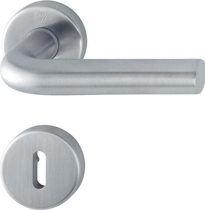 Produktbild Hoppe Rosettengarnitur Bonn E150Z/42KV/42KVS Vierkantmass 8mm OB F69 Edelstahl matt Türdicke 37-42mm (Türgriff)