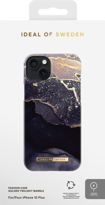 Produktbild iDeal Of Sweden Kunststoff Back Cover Golden Twilight Marble Apple iPhone 15 Plus (Apple iPhone 15 Plus)