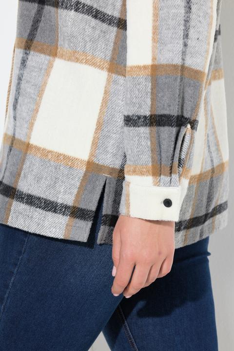 Immagine prodotto Ulla Popken Shacket a quadri dal taglio oversize con collo da camicia e maniche lunghe (42, 44)