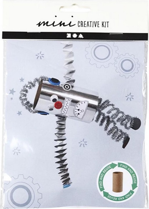 Produktbild Creativ Company Bastelset Mini WC-Papier-Rollen-Roboter 7-teilig, Silber
