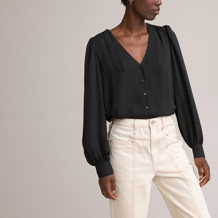 Produktbild La Redoute Collections Langärmelige Bluse mit V-Ausschnitt (42)