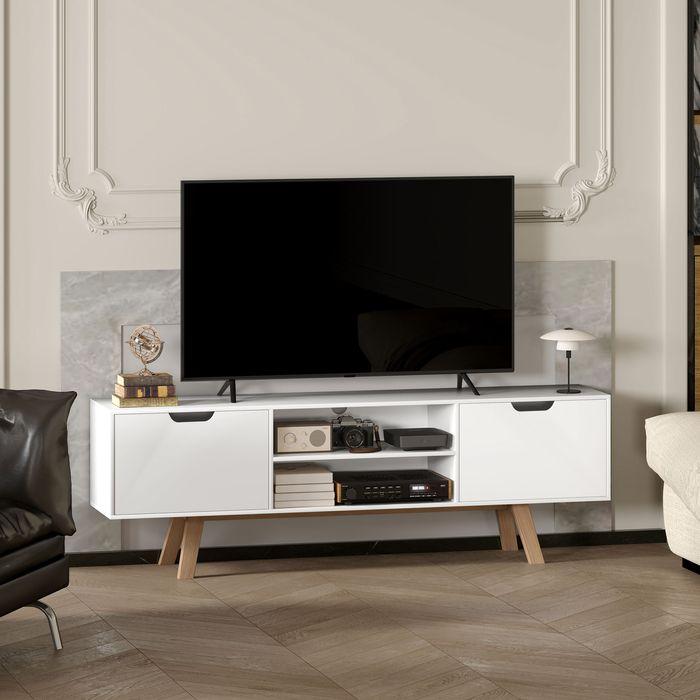 Image du produit Swisshandel24 TV-Schrank, Fernsehtisch für Fernseher bis zu 65 Zoll, Lowboard mit 2 Schränken