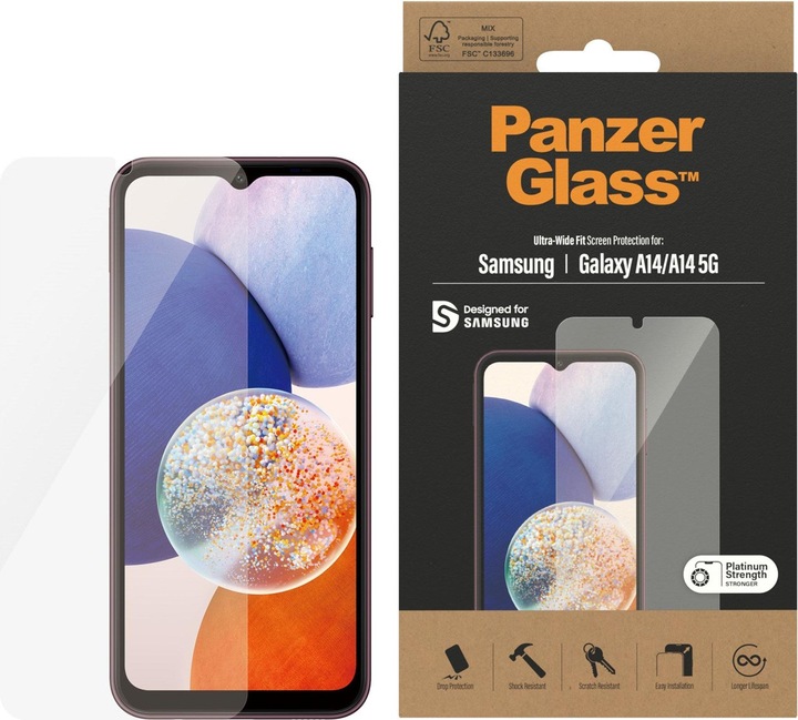 Actual product image PanzerGlass Ultra-Wide Fit (1 Piece, Samsung Galaxy A14 5G, Samsung Galaxy A14)