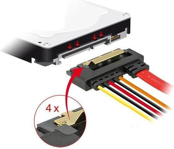 Produktbild Delock SATA Kabel & Molex Strom, 30cm, gew. (30 cm, SATA III)