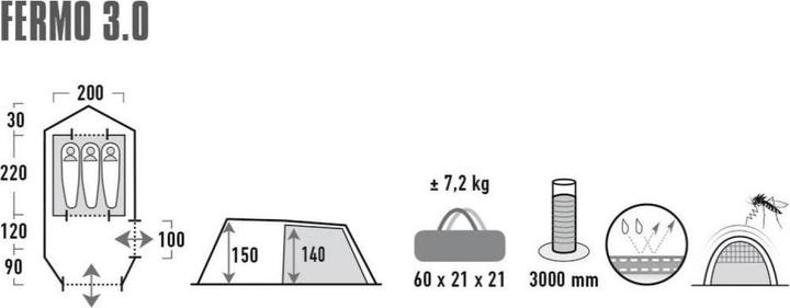 Actual product image High Peak Fermo 3.0 (Tunnel tent, 7.20 kg, 3 persons)