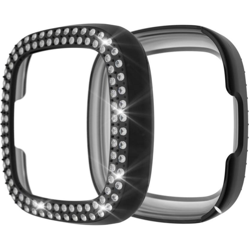 Cover-Discount Fitbit Versa 3 / Sense - Glitzer Strass Schutz Case schwarz, Smartwatch Zubehör, Schwarz