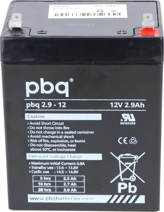 Produktbild PBQ Blei Akku 2,9-12, 12 Volt 2,9Ah, mit 4,8mm Faston Steckkontakten (12 V, 2.90 Ah)
