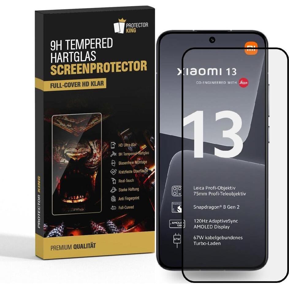 Protectorking 6x echtes Tempered 9H Panzerhartglas 3D KLAR FULL COVER (6 Stück, Xiaomi 13), Smartphone Schutzfolie