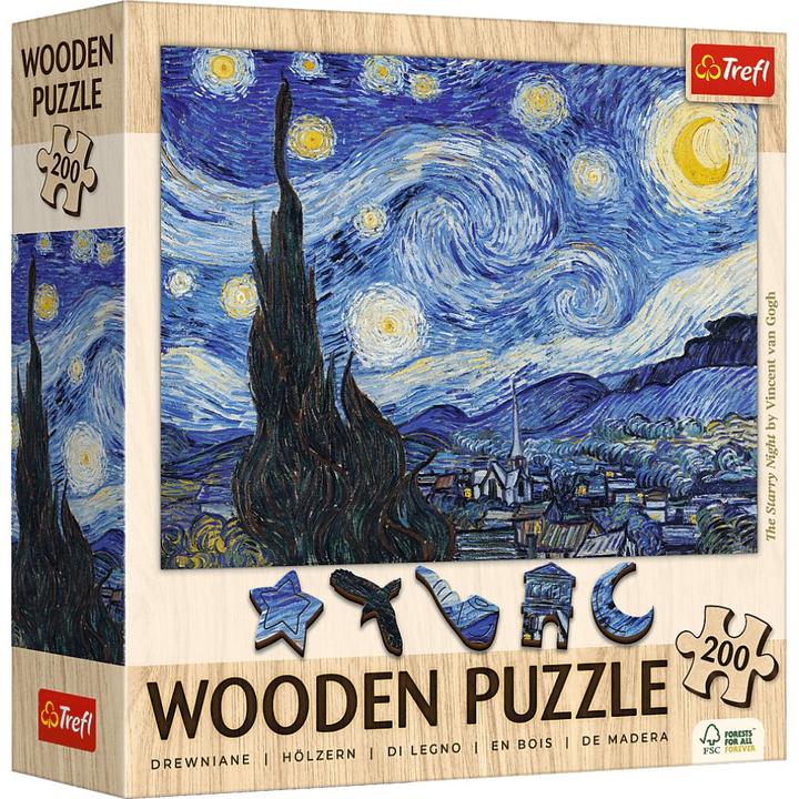 Trefl Puzzle en bois 200 - La nuit étoilée / Vincent van Gogh (200 pièces)