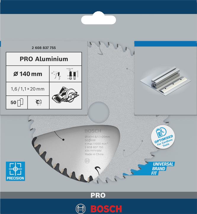 Actual product image Bosch Professional Zubehör PRO Aluminium cordless circular saw blade, 140 x 1.6 x 20 mm