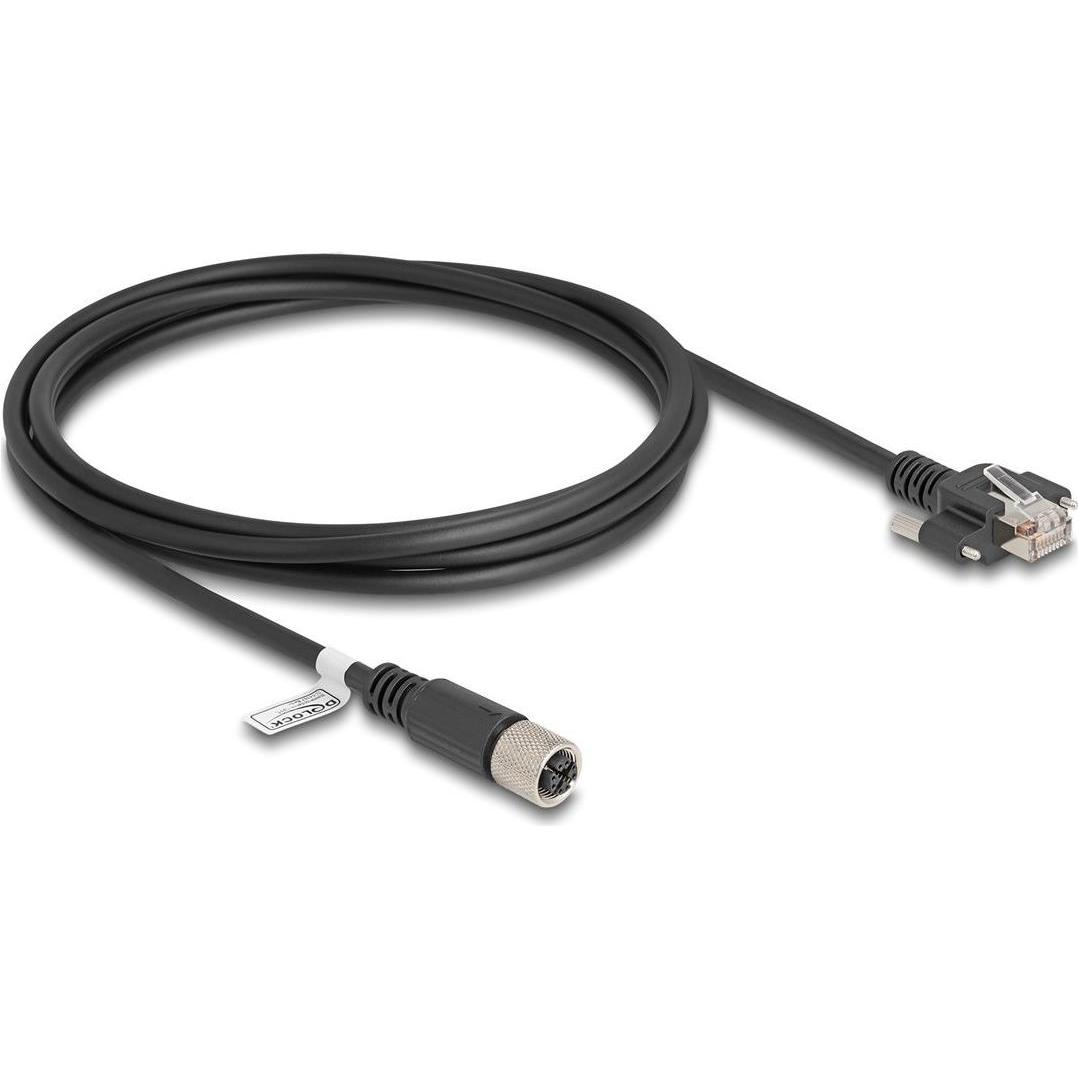 Thumbnail - Delock M12 Kabel X-kodiert 8 Pin Buchse zu RJ45 Stecker mit (F/UTP, CAT6a, 2 m), Netzwerkkabel