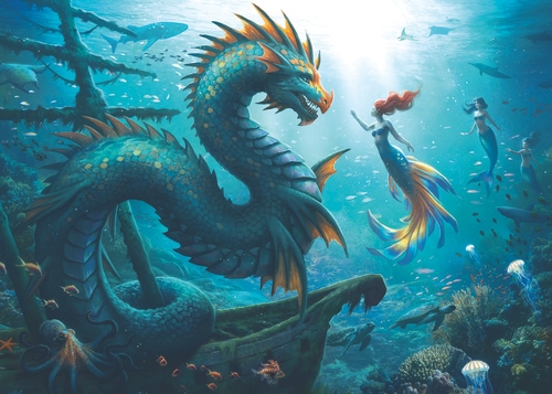 Immagine prodotto Ravensburger Puzzle 12001434 - Fondali incantati: drago, sirena e tartarughe - Puzzle da 1000 pezzi (1000 pezzi)