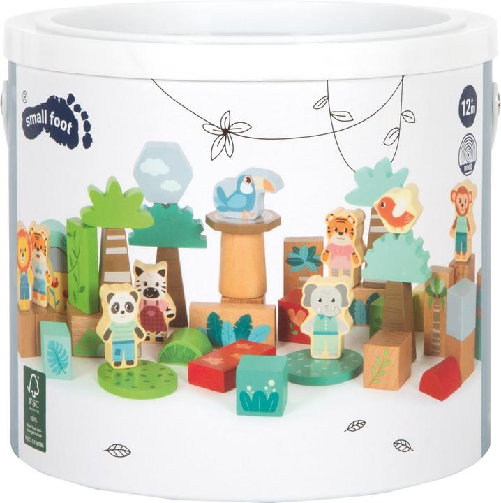 Actual product image small foot Wooden Building Blocks "Jungle Friends"