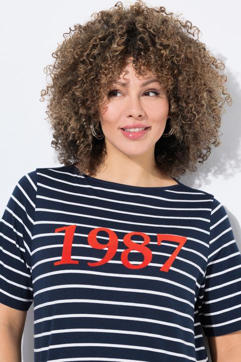 Actual product image Ulla Popken Striped 1987 Boat Neck Tee (42, 44)
