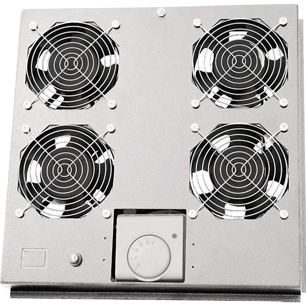 LogiLink FAS122G - Inserto per ventilatore a tetto per armadio a pavimento con 4 ventilatori, Accessori per armadio rack, Grigio