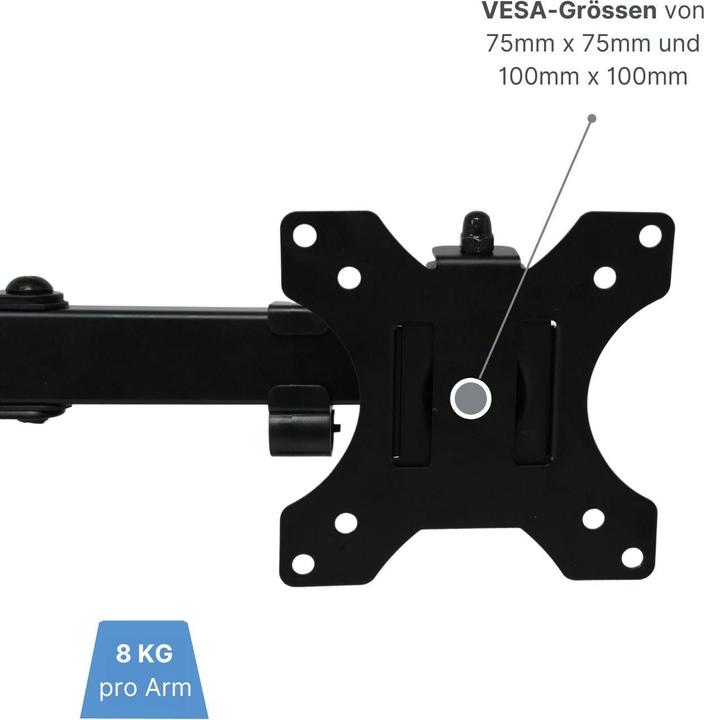 Actual product image Hermex Monitor arm 2 monitors Double monitor mount Table mount (Table, 27")