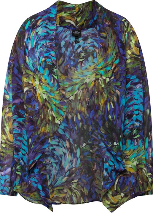 Produktbild Ulla Popken Indoorjacke, Rayon-Chiffon, Wasserfallkragen, Langarm (56)