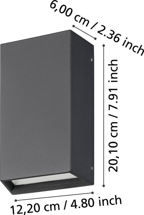 Actual product image EGLO 900886 SPONGANO LED Outdoor Wall/Ceiling Luminaire 2x5W 20cm Black Controllable Light Colour IP65 (600 lm, IP65)