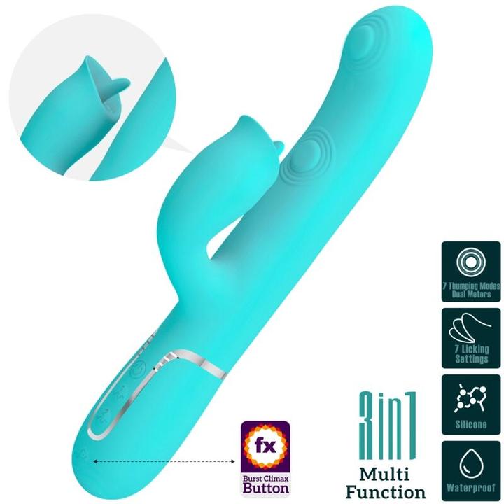 Productafbeelding Pretty Love Konijn Vibrator Met Likken Aqua Groen