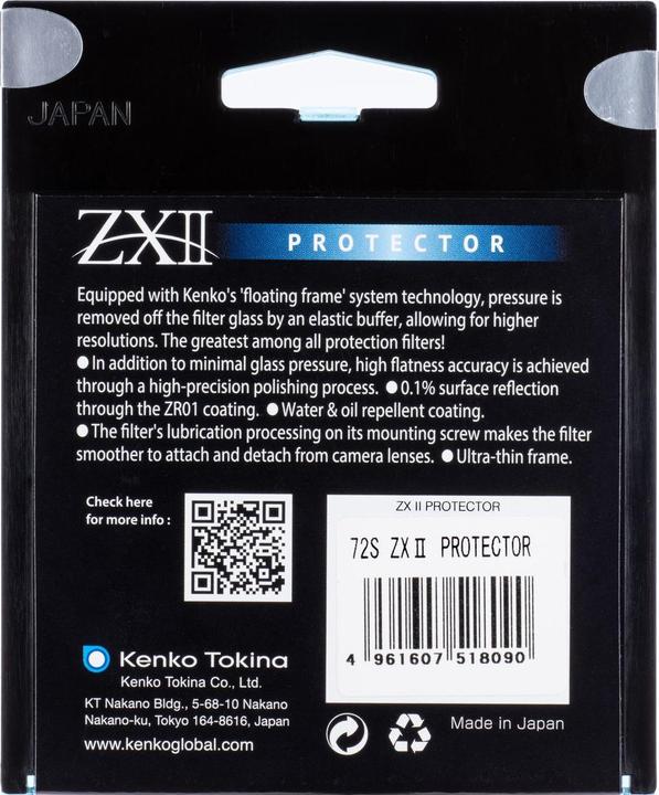 Actual product image Kenko Filtr ZX II Protector 49mm (49 mm, Colour filters)