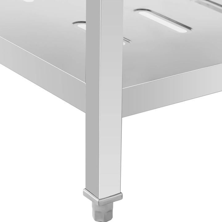 Immagine prodotto Royal Catering Spültisch Spülbecken Edelstahlspüle Gastrospüle mit Regal 140 x 70 cm