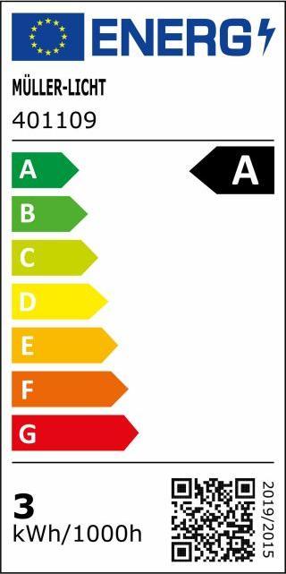 Label énergétique Müller Licht ML LED Fil.Bougie 2,2W E14 clair (E14, 4 W, 470 lm, 1 x, A)