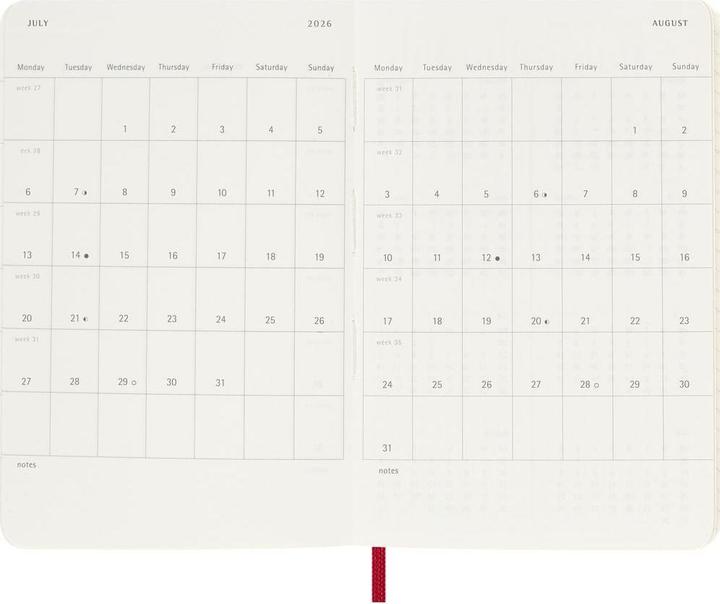 Actual product image Moleskine TAKA 2026 PK SC Scha.Rot (9 x 14 cm, English)