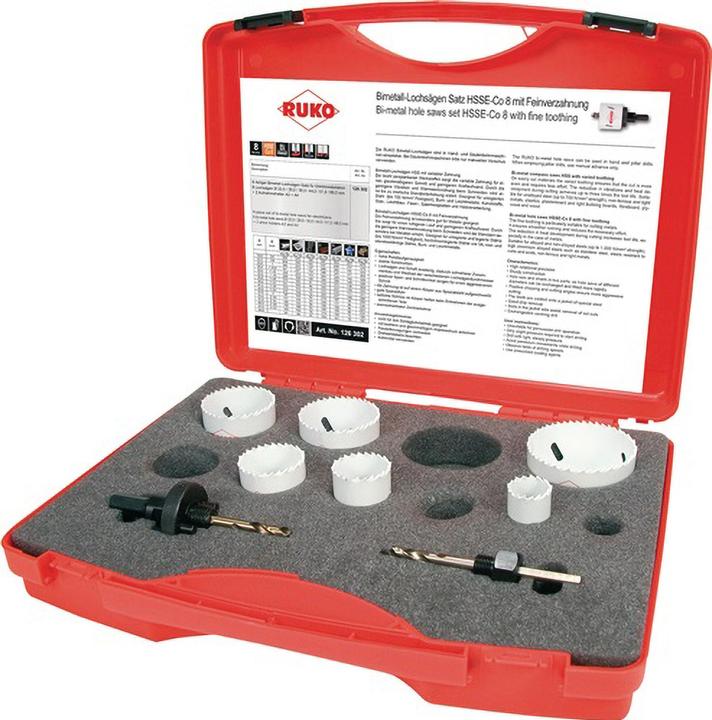 Actual product image Ruko Hole saw set 8 pieces 126302 C (22 mm, 68 mm, 44 mm, 29 mm, 35 mm, 51 mm)